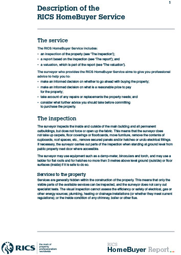 RICS description of HomeBuyers service